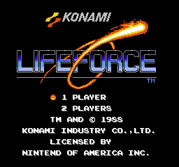 Life Force (USA) Title Screen